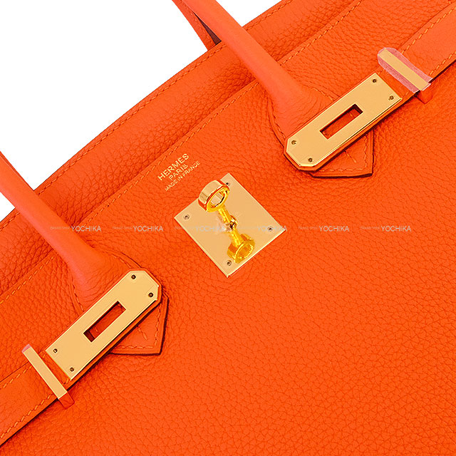 HERMES Handbag Birkin30 Orange Veau Togo Gold HW Stamp Y[EXCELLENT][Authentic]