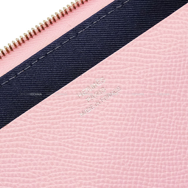 HERMES long wallet Nouveau To Go wallet Mauve sylvestre/Lime/Cuivre/Caban(Y3) Veau Epsom/Veau Swift Silver HW Stamp U[EXCELLENT][Authentic]