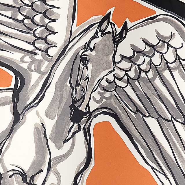 2025 SS HERMES scarf Carre 90 Libre Comme Pegase Caramel/Black/Anthracite Silk[BRAND NEW][Authentic]