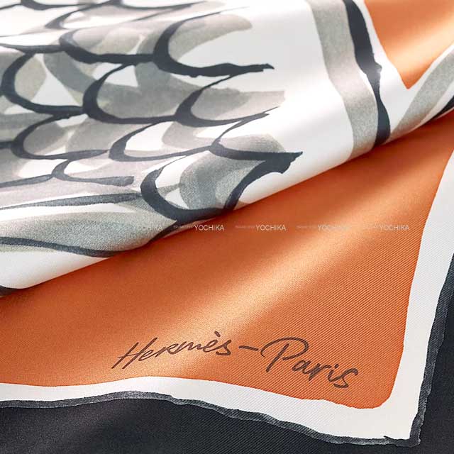 2025 SS HERMES scarf Carre 90 Libre Comme Pegase Caramel/Black/Anthracite Silk[BRAND NEW][Authentic]