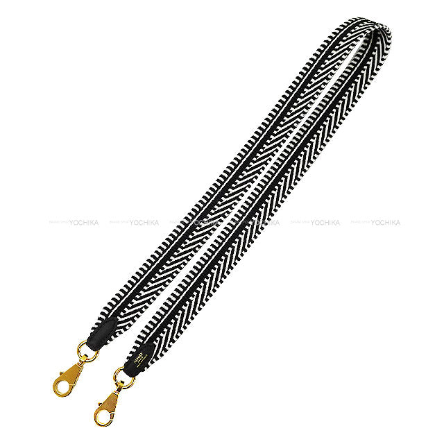 HERMES Handbag Bandouliere 25mm 70cm Sangles Caval Noir (Black)/Blanc (White) Toile H/Veau Swift Gold HW Stamp W[BRAND NEW][Authentic]