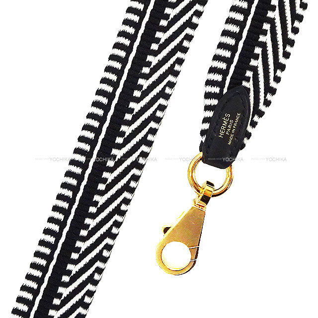 HERMES Handbag Bandouliere 25mm 70cm Sangles Caval Noir (Black)/Blanc (White) Toile H/Veau Swift Gold HW Stamp W[BRAND NEW][Authentic]