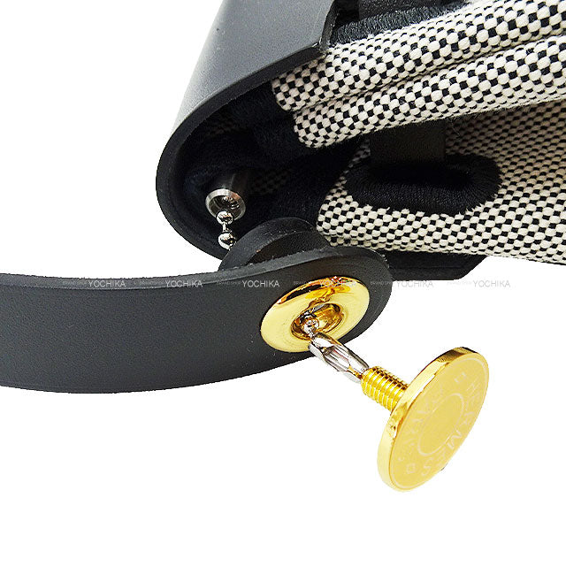 HERMES Shoulder bag Herbag Zip 20 Mini Noir (Black) Ecru Toile Militaire/Vache Hunter Gold HW Stamp K[BRAND NEW][Authentic]