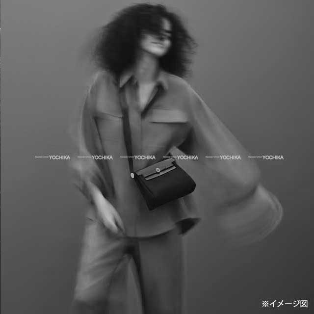 HERMES Shoulder bag Herbag Zip 20 Mini Noir (Black) Ecru Toile Militaire/Vache Hunter Gold HW Stamp K[BRAND NEW][Authentic]