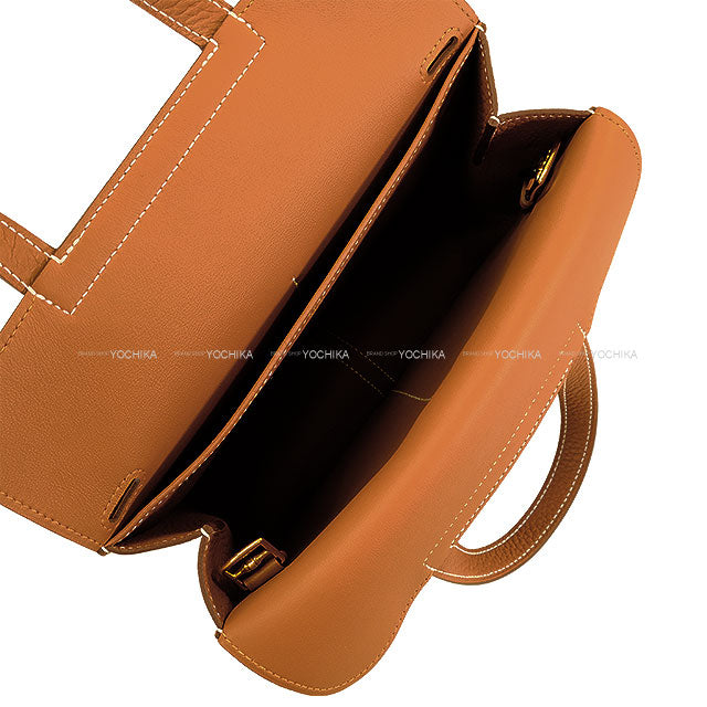 HERMES Shoulder bag Halzan 25 Gold Taurillon Clemence Gold HW Stamp W[BRAND NEW][Authentic]