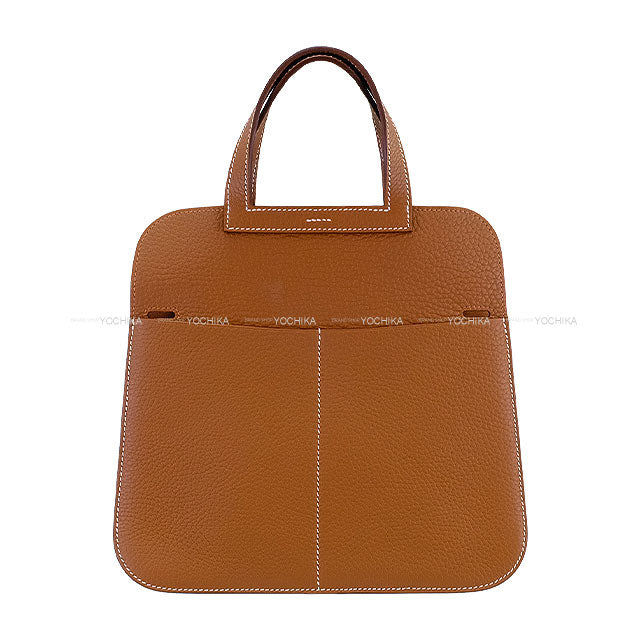 HERMES Shoulder bag Halzan 25 Gold Taurillon Clemence Gold HW Stamp W[BRAND NEW][Authentic]