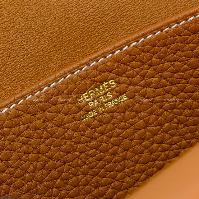 HERMES Shoulder bag Halzan 25 Gold Taurillon Clemence Gold HW Stamp W[BRAND NEW][Authentic]