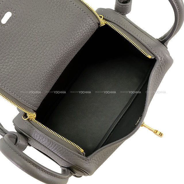 HERMES Shoulder bag Lindy mini 20 Ardoise Taurillon Clemence Champagne Gold HW Stamp W[BRAND NEW][Authentic]