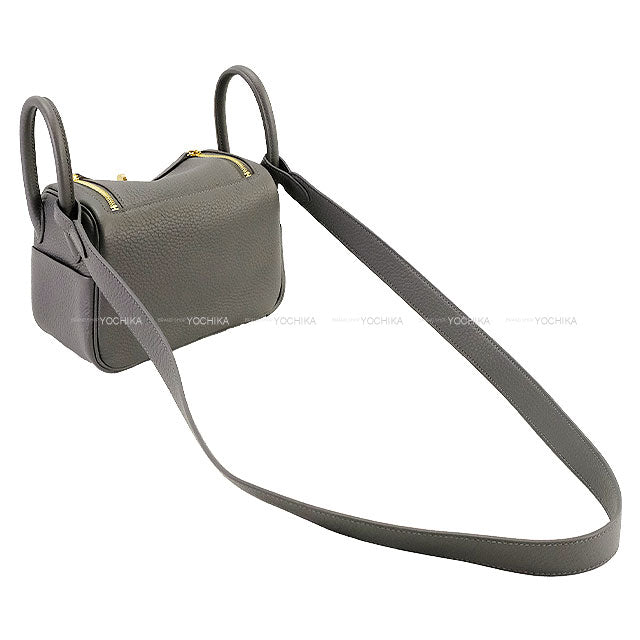 HERMES Shoulder bag Lindy mini 20 Ardoise Taurillon Clemence Champagne Gold HW Stamp W[BRAND NEW][Authentic]