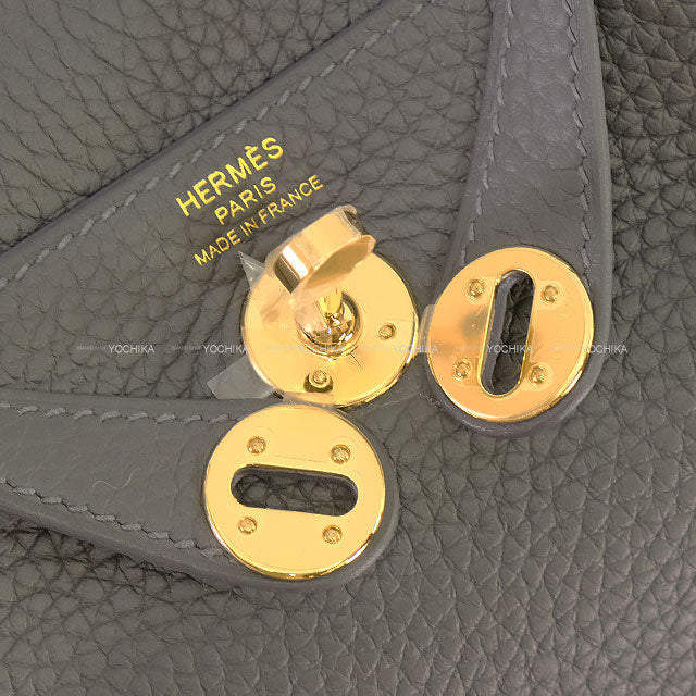 HERMES Shoulder bag Lindy mini 20 Ardoise Taurillon Clemence Champagne Gold HW Stamp W[BRAND NEW][Authentic]