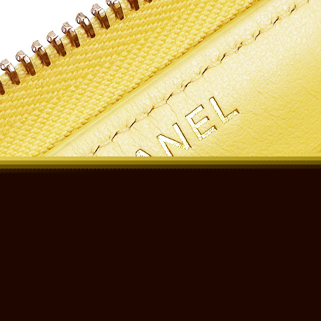 CHANEL long wallet Matelasse COCO Mark Back Pocket Round Zipper Yellow Graind Calf(Caviarskin) Champagne Gold HW AP0242[EXCELLENT][Authentic]