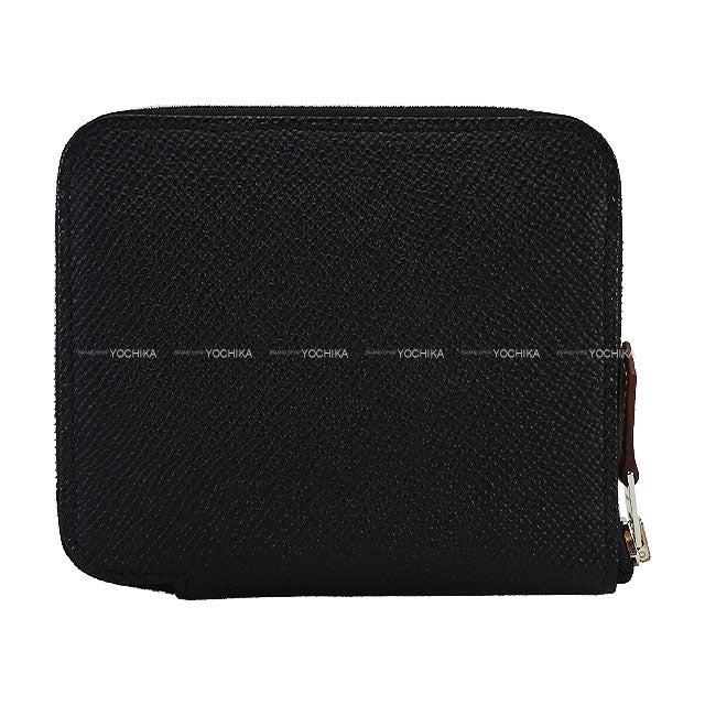 HERMES Bi-fold wallet Azap Silk'in Compact EN LIBERTE! Noir (Black)/Cassis Veau Epsom/Veau Barenia/Silk Silver HW Stamp K[BRAND NEW][Authentic]