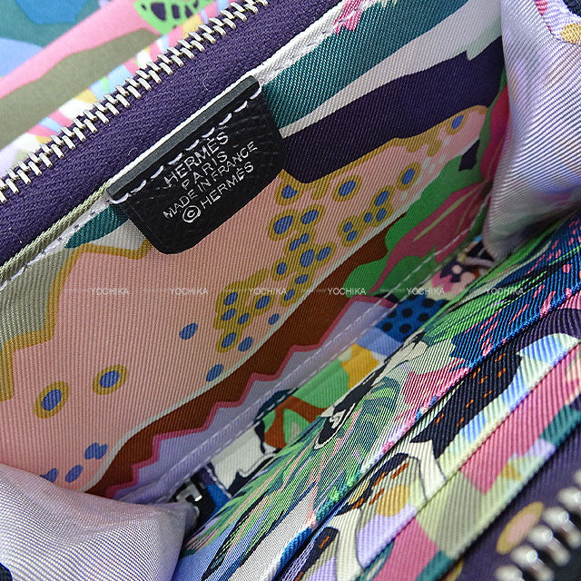 HERMES Bi-fold wallet Azap Silk'in Compact EN LIBERTE! Noir (Black)/Cassis Veau Epsom/Veau Barenia/Silk Silver HW Stamp K[BRAND NEW][Authentic]