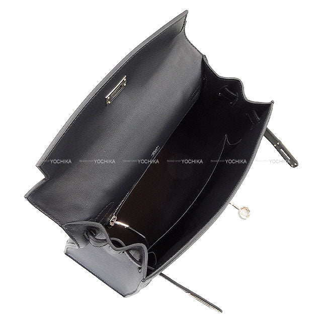 HERMES Shoulder bag Kelly25 Sellier Noir(Black)/Ecru Toile H/Veau Swift Silver HW Stamp K[BRAND NEW][Authentic]