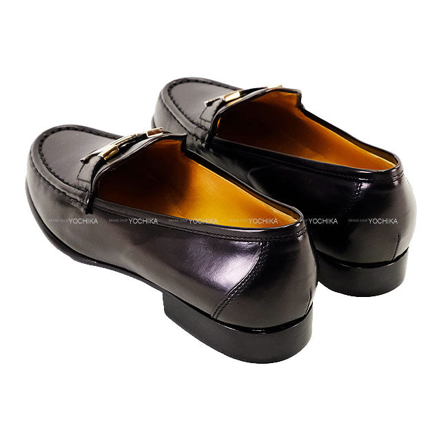 HERMES loafers Constance H Logo Noir (Black) Box Calf #35 Silver HW[EXCELLENT][Authentic]