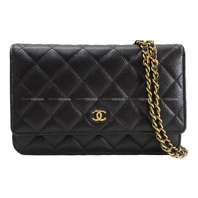 CHANEL Chain wallet Matelasse COCO Mark Noir (Black)/Bordeaux Graind Calf(Caviarskin) Gold HW AP0250[ALMOST NEW][Authentic]
