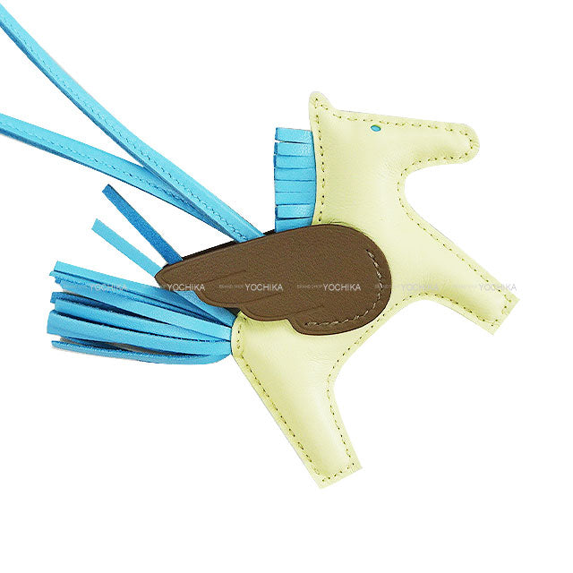HERMES bag charm Rodeo Pegasus PM Jaune Milton/Celeste/Etoupe Agneau Milo/Veau Swift Stamp K[BRAND NEW][Authentic]