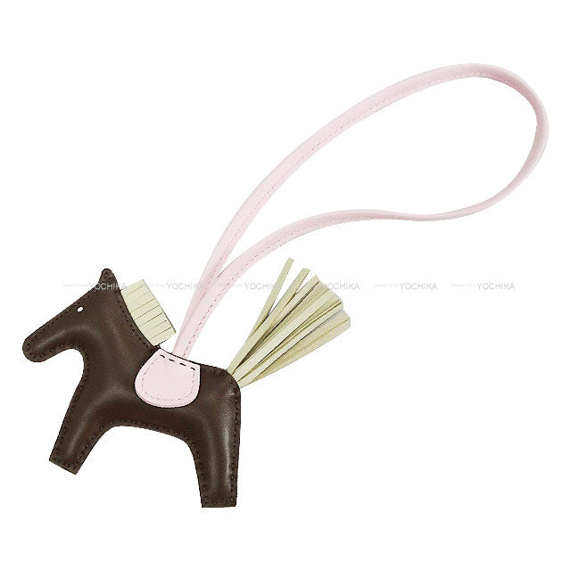 HERMES bag charm Rodeo PM Chocolat/Craie/Rose Darling Agneau Milo Stamp K[BRAND NEW][Authentic]