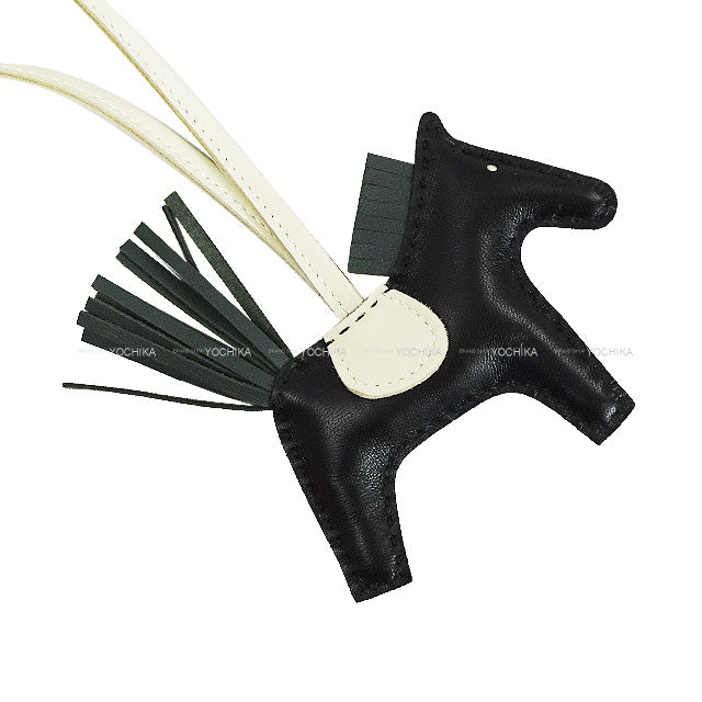 HERMES bag charm Rodeo PM Noir (Black)/Vert Mangrove/Craie Agneau Milo Stamp K[BRAND NEW][Authentic]
