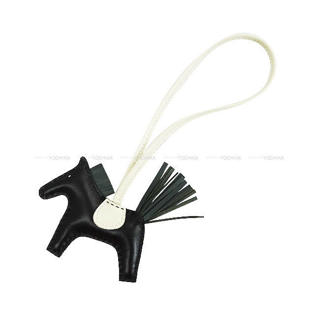 HERMES bag charm Rodeo PM Noir (Black)/Vert Mangrove/Craie Agneau Milo Stamp K[BRAND NEW][Authentic]
