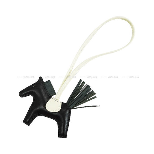 HERMES bag charm Rodeo PM Noir (Black)/Vert Mangrove/Craie Agneau Milo Stamp K[BRAND NEW][Authentic]