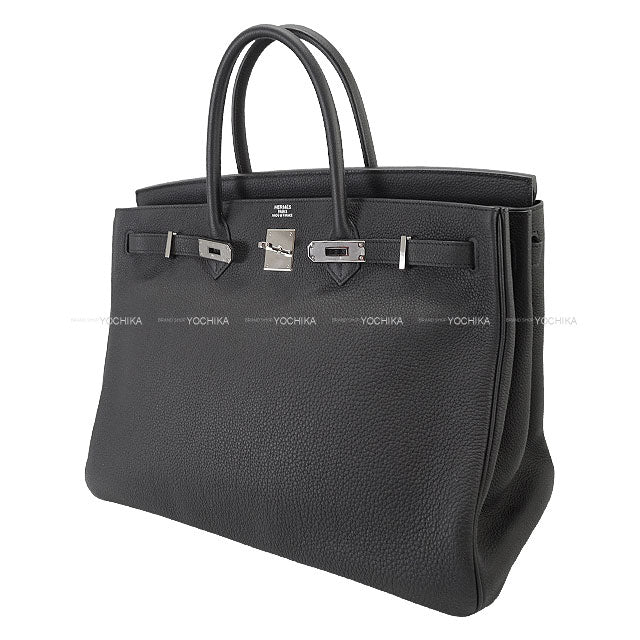 [Pre-loved] HERMES Handbag Birkin40 Bag Pillows Noir (Black) Veau Togo Silver HW Stamp D[LIKE NEW][Authentic]