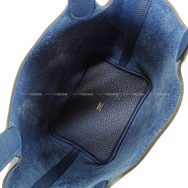 HERMES Handbag Picotin Lock 18 PM Blue Tie Taurillon Clemence Champagne Gold HW Stamp W[BRAND NEW][Authentic]