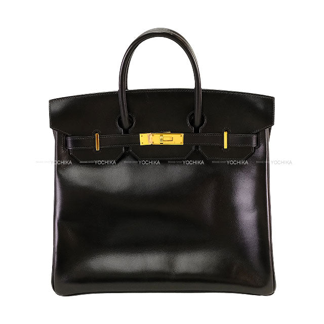 [Pre-loved] HERMES Handbag Haut a Courroies 32 Noir (Black) Box Calf Gold HW Stamp □F[USED SA][Authentic]