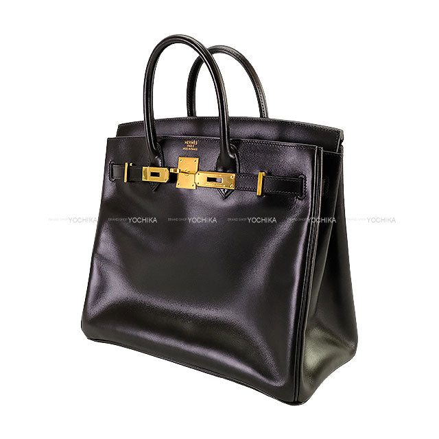 [Pre-loved] HERMES Handbag Haut a Courroies 32 Noir (Black) Box Calf Gold HW Stamp □F[USED SA][Authentic]
