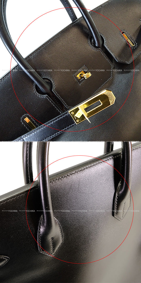 [Pre-loved] HERMES Handbag Haut a Courroies 32 Noir (Black) Box Calf Gold HW Stamp □F[USED SA][Authentic]