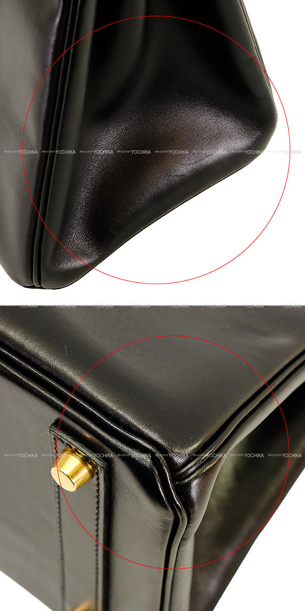 [Pre-loved] HERMES Handbag Haut a Courroies 32 Noir (Black) Box Calf Gold HW Stamp □F[USED SA][Authentic]