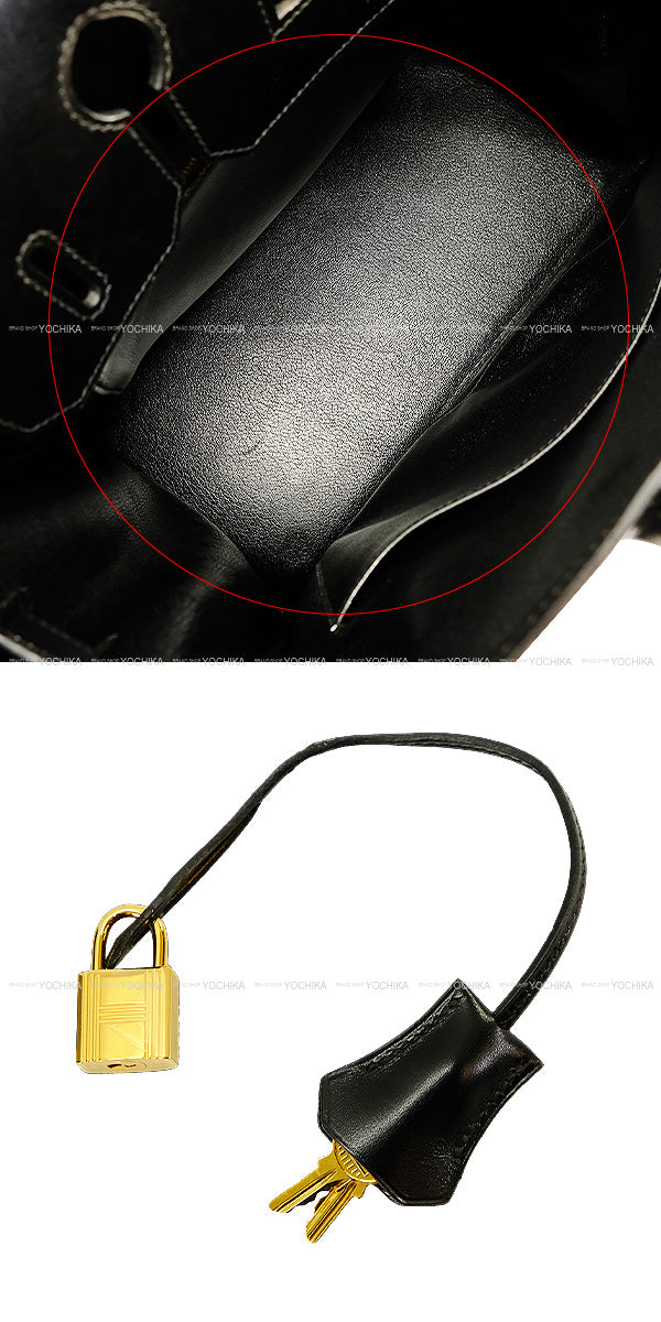 [Pre-loved] HERMES Handbag Haut a Courroies 32 Noir (Black) Box Calf Gold HW Stamp □F[USED SA][Authentic]