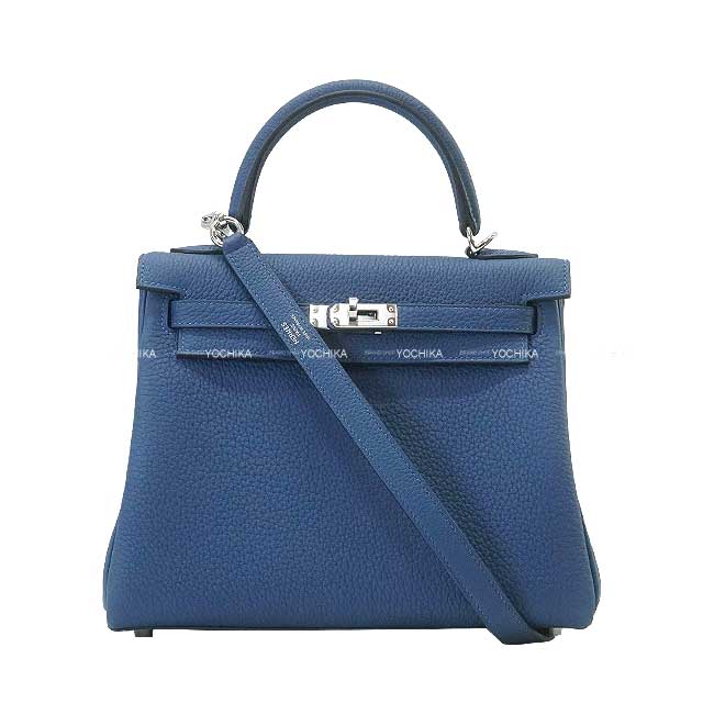 HERMES Shoulder bag Kelly25 Retourne Blue Tie Veau Togo Silver HW Stamp K[BRAND NEW][Authentic]