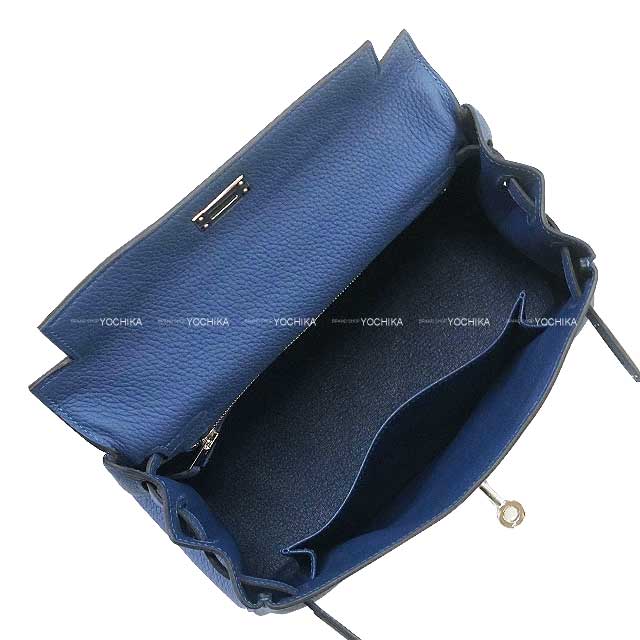 HERMES Shoulder bag Kelly25 Retourne Blue Tie Veau Togo Silver HW Stamp K[BRAND NEW][Authentic]
