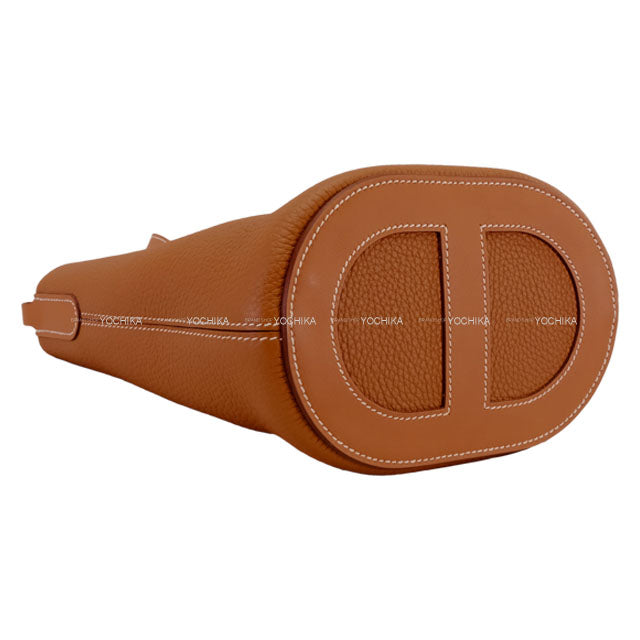 HERMES Handbag In the Loop 18 Gold Taurillon Clemence/Veau Swift Gold HW Stamp B[EXCELLENT][Authentic]