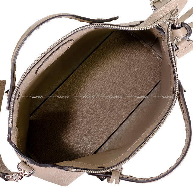 FENDI Boston bag By The Way Selleria Medium Grey calf Silver HW 8BL155[EXCELLENT][Authentic]