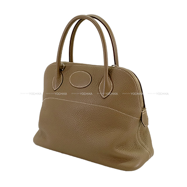 [Pre-loved] HERMES Shoulder bag Bolide31 Etoupe Taurillon Clemence Silver HW Stamp □R[USED SA][Authentic]