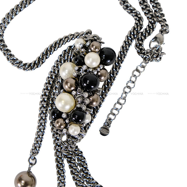 [Pre-loved] CHANEL necklace Coco Mark Pearl Rhinestone Triple Chain[LIKE NEW][Authentic]