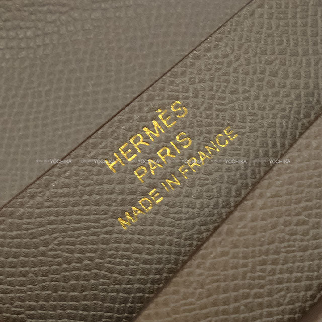 HERMES Bi-fold wallet Bearn Compact Gris Meyer Veau Madame Gold HW Stamp K[BRAND NEW][Authentic]
