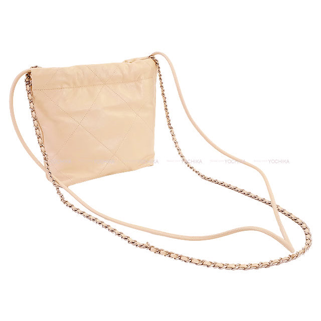 [Pre-loved] CHANEL Shoulder bag Chanel22 Mini Matelasse Medal Charm Chain Beige Calfskin Mat Silver HW AS3980[LIKE NEW][Authentic]