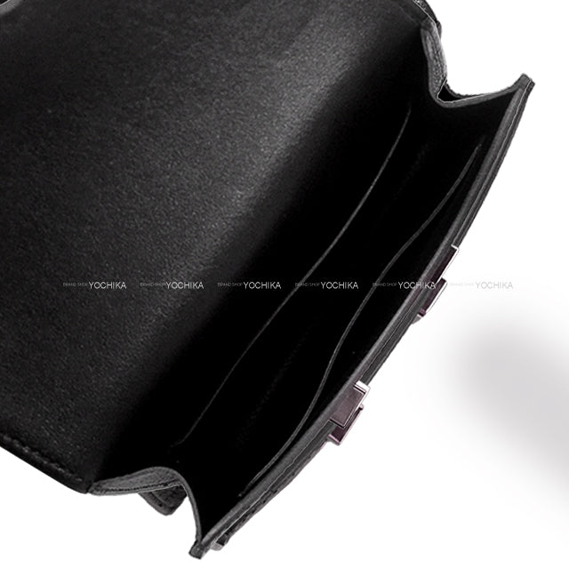 [Pre-loved] HERMES Bi-fold wallet Constance Slim Noir (Black) Veau Epsom Coin case W:4.1" H:2.8" Silver HW Stamp Z[LIKE NEW][Authentic]