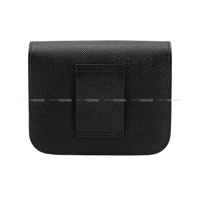 [Pre-loved] HERMES Bi-fold wallet Constance Slim Noir (Black) Veau Epsom Coin case W:4.1" H:2.8" Silver HW Stamp Z[LIKE NEW][Authentic]