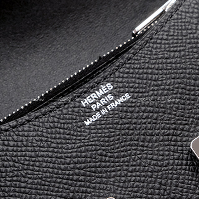 [Pre-loved] HERMES Bi-fold wallet Constance Slim Noir (Black) Veau Epsom Coin case W:4.1" H:2.8" Silver HW Stamp Z[LIKE NEW][Authentic]