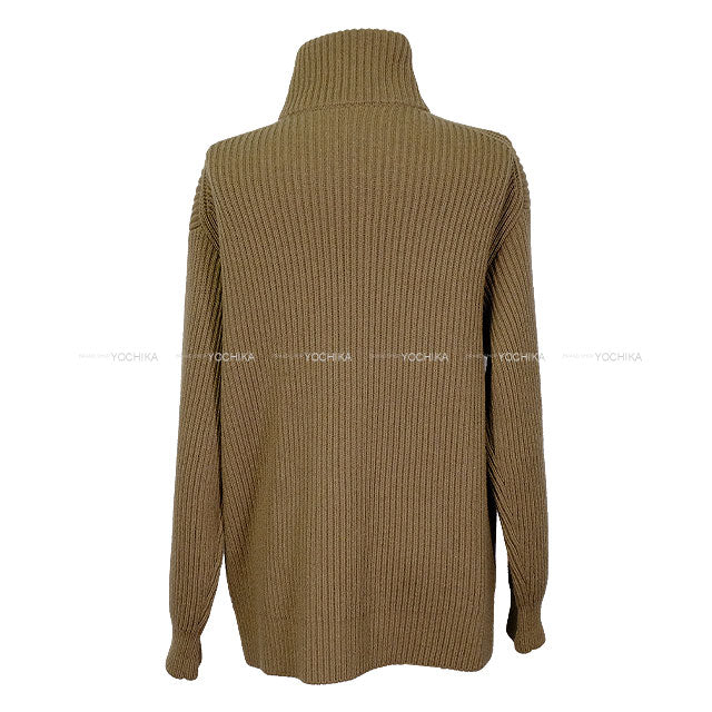 [Pre-loved] HERMES Blouson Knit H Logo Pocket Zip up Brown Wool #38[LIKE NEW][Authentic]