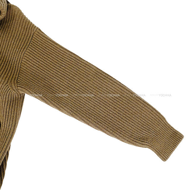 [Pre-loved] HERMES Blouson Knit H Logo Pocket Zip up Brown Wool #38[LIKE NEW][Authentic]