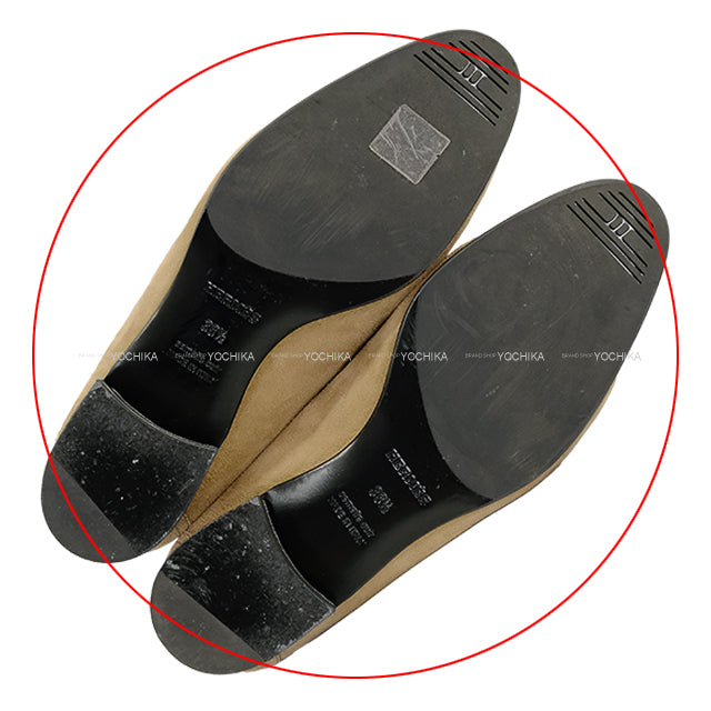 [Pre-loved] HERMES Moccasins Moccasin Royale Fringe Beige Albatross Calf ＃38.5 Silver HW[LIKE NEW][Authentic]