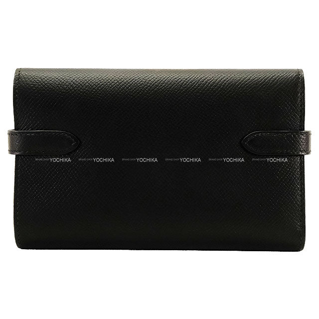 [Pre-loved] HERMES Bi-fold wallet Kelly Wallet Combine Depliant Medium Noir (Black) Veau Epsom Gold HW Stamp C[LIKE NEW][Authentic]