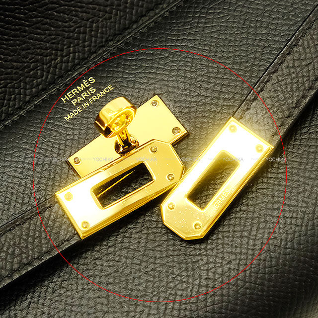 [Pre-loved] HERMES Bi-fold wallet Kelly Wallet Combine Depliant Medium Noir (Black) Veau Epsom Gold HW Stamp C[LIKE NEW][Authentic]