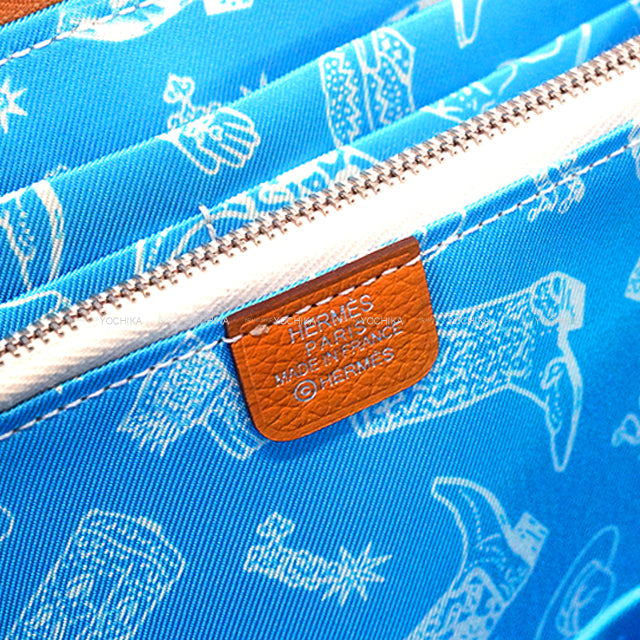 HERMES long wallet Aunage Rodeo des Cowgirls Caramel/Celeste Evercolor Silver HW Stamp W[BRAND NEW][Authentic]