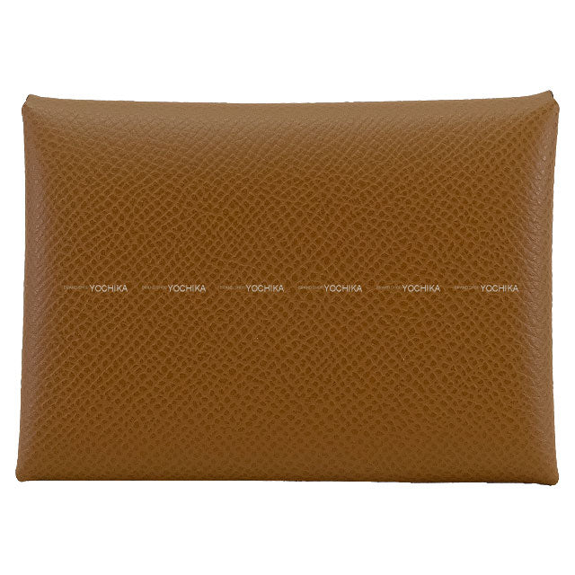 HERMES card holder Calvi Duo Verso Alezan/Vert Peppermint Veau Epsom Silver HW Stamp K[BRAND NEW][Authentic]